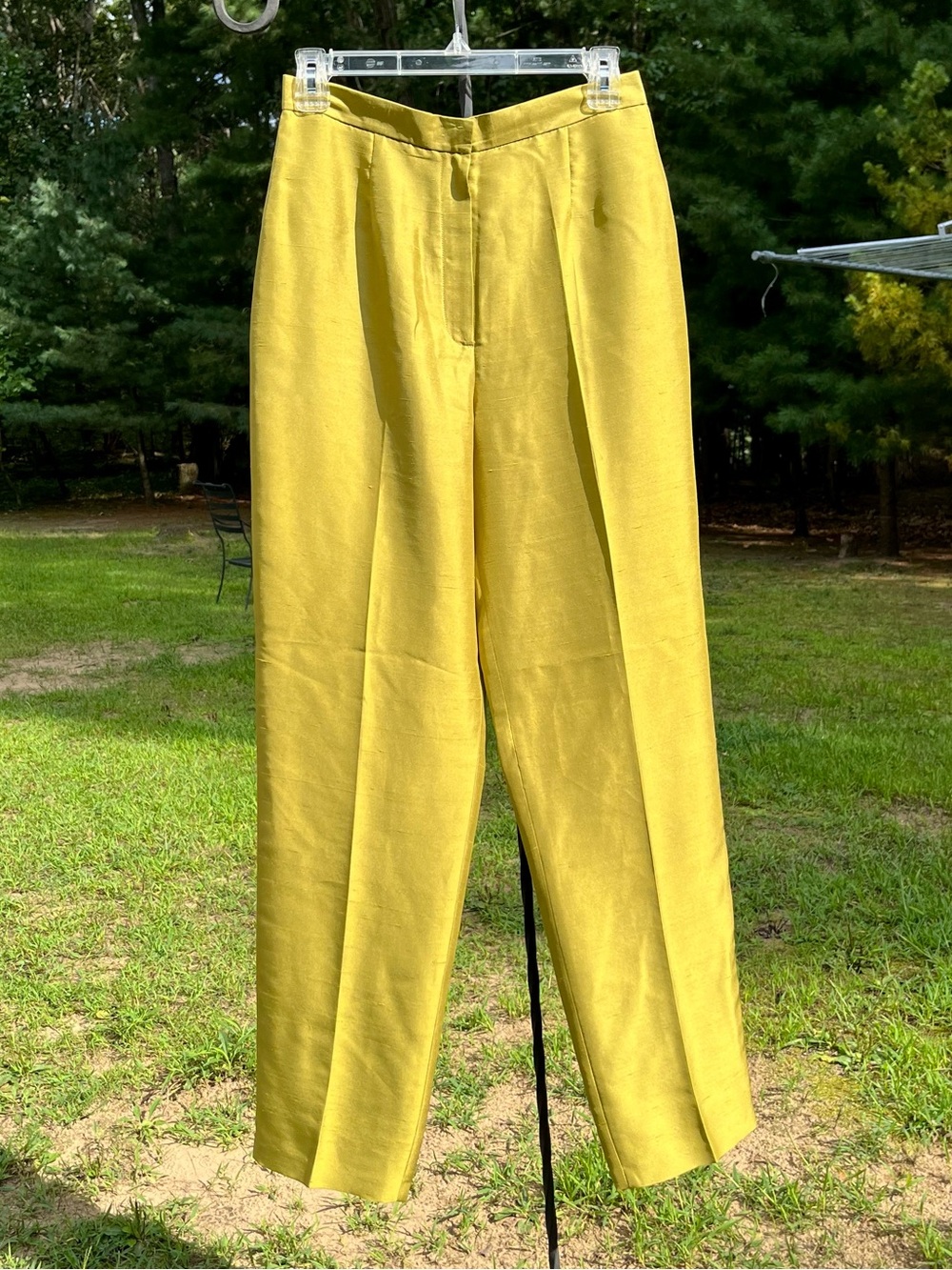 Y2K Chaus 100% Silk Chartreuse Lime Green Trousers Size 8 Whimsigoth Fall